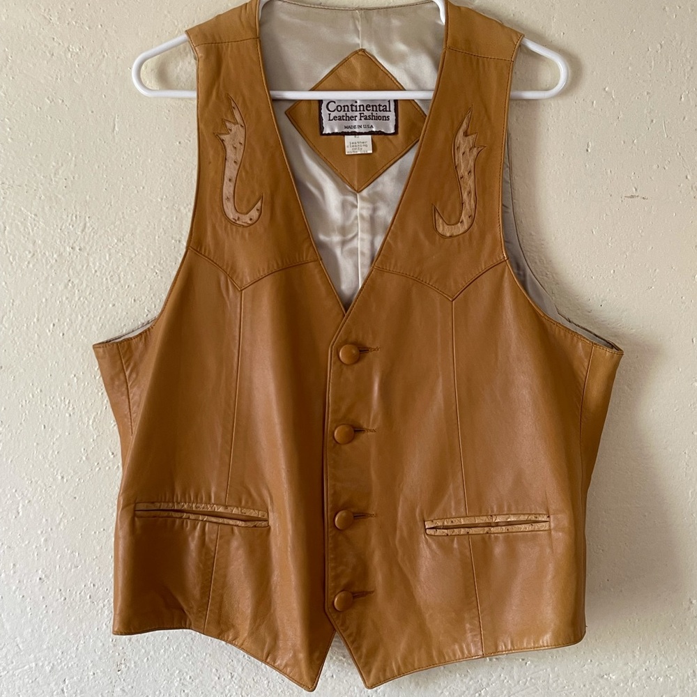 Continental Leather Fashions Vest w\Ostrich Accent